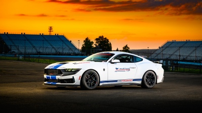 Ford Mustang Dark Horse, Race car, Race track, Sunset, 5K, 8K