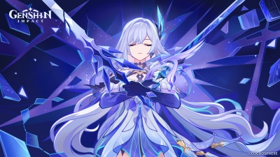 Skirk, Anime girl, Anime warrior, Blue aesthetic, Shattered, Genshin Impact