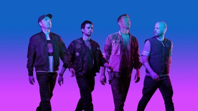 Coldplay - Music Of The Spheres, 5K, Neon gradient, Rock band, Chris Martin, Jonny Buckland, Guy Berryman, Will Champion, Monochromatic