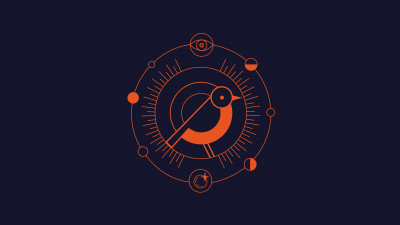 Ubuntu 24.10 Oracular Oriole, Navy blue background, Stock, Celestial, Geometric, 5K