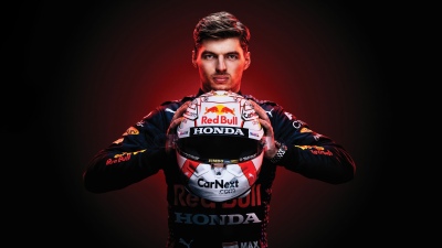 Max Verstappen, Helmet, Red Bull Racing, Honda, Dark background, 5K, Racing driver