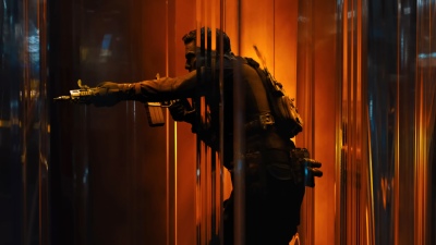 Call of Duty: Black Ops 7, Soldier, Tactical gear, Rifleman, Silhouette, Orange Lights, 5K, 2025 Games