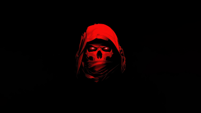 Skull, Call of Duty, AMOLED, Black background, 5K, Red