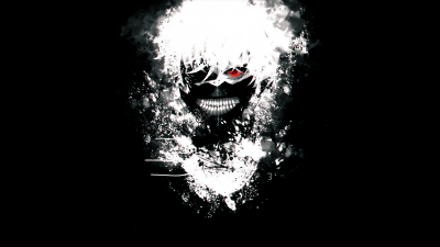 Ken Kaneki, Black and White, Tokyo Ghoul, Black background