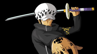 Trafalgar Law, Kikoku Katana, 5K, One Piece, Black background
