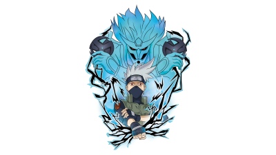 Kakashi Hatake, 12K, Susanoo mode, Artwork, Naruto, White background, 5K, 8K