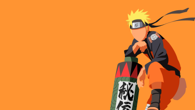 Naruto Uzumaki, Faceless, Minimalist, Orange background, 5K