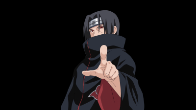 Itachi Uchiha, Akatsuki, Black background, Sharingan eye, 5K, Naruto