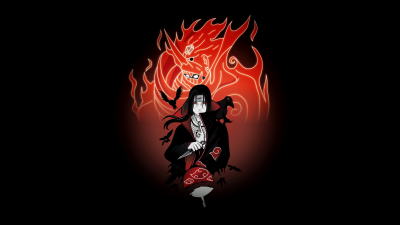 Itachi Uchiha, Sharingan eye, Red, Dark background, 5K, Susanoo mode, Naruto