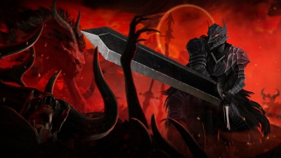 Guts, Badass, Red background, Berserk, Dragon Slayer, Berserker Armor