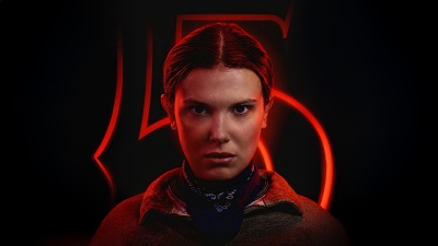 Millie Bobby Brown as Eleven, Stranger Things, Dark background, Dark red, 5K, Season 5
