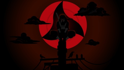 Itachi Uchiha, 10K, Dark red, 5K, 8K, Naruto, Iconic, Mangekyo Sharingan, Dark background