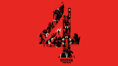 Stranger Things, Season 4, Red background, Netflix series, 5K, Illustration
