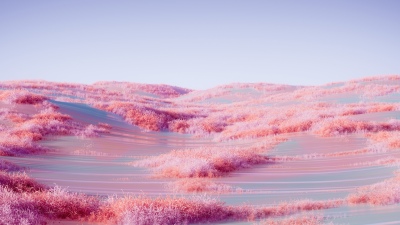 Pink aesthetic, Rolling hills, Landscape, Grass field, Dreamy, Surrealism, Calm, 5K, Microsoft Design
