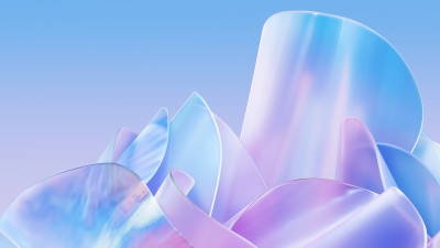 Iridescent, Glass, Crystal, Pastel gradient, Translucent, Sky blue, 3D Render