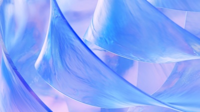 Translucent, Ribbons, Glossy, Iridescent, Ethereal, Blue abstract, 3D Render, Microsoft Design