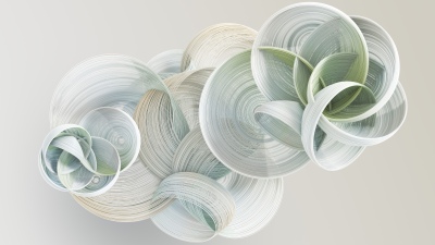 Sage green, Circles, Rings, 3D Render, Minimalist, Microsoft Design
