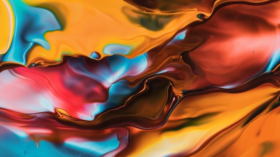 Colorful abstract, Fluid art, Abstract background, Vibrant, Liquid art, Yellow abstract, Ultrawide, 5K
