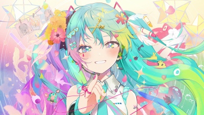 Hatsune Miku, Colorful art, 5K, Anime girl, Vocaloid