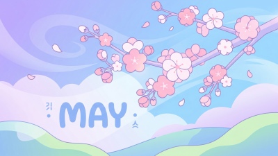 May (Month), Cherry blossom, Pastel colors, Illustration, Serene, 5K, Spring, Aesthetic