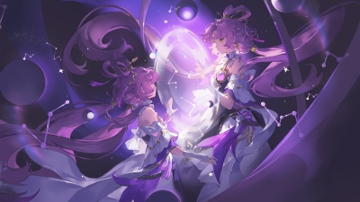 Fu Xuan, Purple aesthetic, Fantasy girl, Cosmic, Anime girl, 5K, Honkai: Star Rail