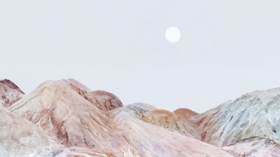 Mountain Landscape, Pastel background, Moon, Serene, Xiaomi HyperOS 3.1, Stock