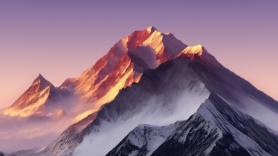 Snow mountains, Golden hour, Sunset, Clouds, Landscape, Honor MagicBook Pro, Stock, 5K