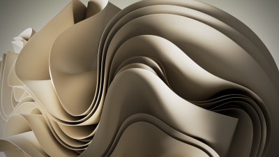 Windows 11, Abstract Waves, Beige, 3D Render