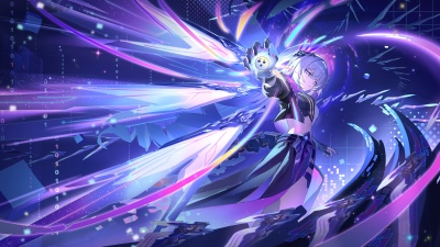 Silver Wolf, Honkai: Star Rail, Purple aesthetic, 5K, Cyberpunk