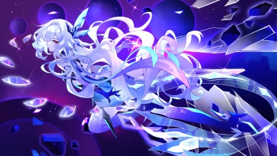 Skirk, Shattered, Purple abstract, Genshin Impact, 5K