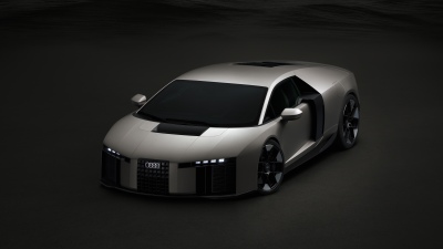 Audi Nuvolari, 8K, Plug-In Hybrid, Supercars, 5K, Dark background, Monochrome