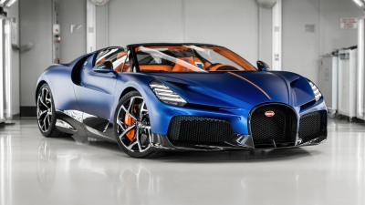 Bugatti W16 Mistral, Matt blue, 5K, Hypercars