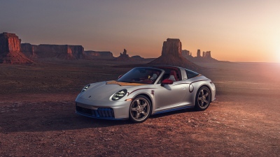 Porsche 911 Targa 4 GTS, 2026, 5K, 8K, Monument Valley, Sunset