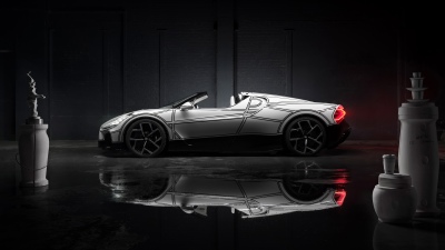 Bugatti W16 Mistral Blanc Éternel, Dark background, One off cars