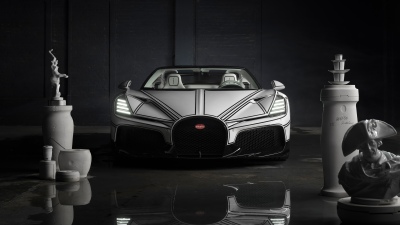 Bugatti W16 Mistral Blanc Éternel, Dark aesthetic, 5K, One off cars, Hypercars