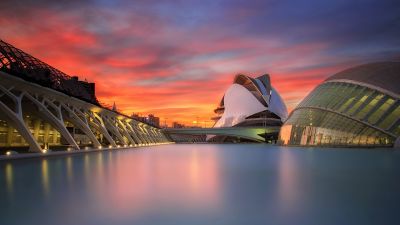 City of Arts and Sciences, Science Museum, Modern architecture, Valencia, Spain, 5K