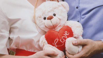 Teddy bear, Couple, Heart, Valentine, Romantic, Cute, 5K