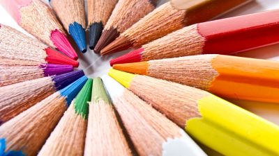 Color pencils, Macro, Closeup, Assorted, Colorful, Pattern, Circular, 5K