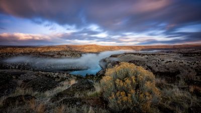 Deschutes River, Oregon, Landscape, Plateau, Fog, Long exposure, Early Morning