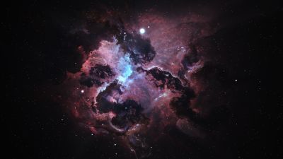 Atlantis Nexus Nebula, Black background, Digital render, Astronomy, Stars, Galaxy, Space artwork