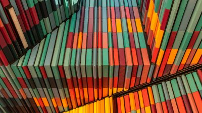 Modern architecture, Building, Metal structure, Colorful, Stripes, Ceiling