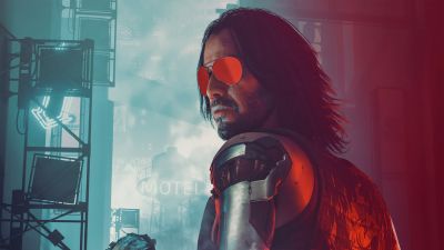 Keanu Reeves, Johnny Silverhand, Cyberpunk 2077, Game Art, Fan Art, Porsche 911 Turbo, 2021 Games