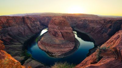 Horseshoe Bend, Page, Arizona, Colorado River, Grand Canyon, Rock formations, Landmark, Landscape, Tourist attraction