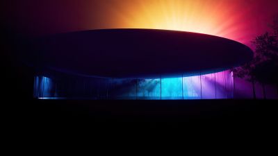 Steve Jobs Theater, Apple Park, Modern architecture, Colorful background