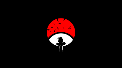 Itachi Uchiha, Minimalist, Naruto, Black background, Minimal art, AMOLED