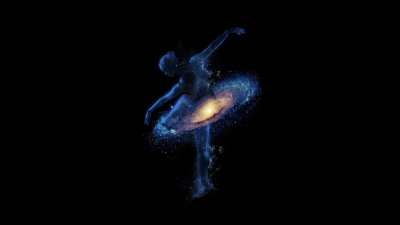 Galaxy, Dance, Girl, Dream, Space, Astronomical, Black background