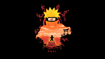 Naruto, Digital Art, Black background, AMOLED