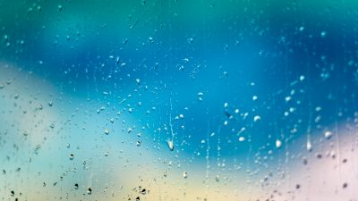 Water droplets, Glassy, Blue background, Closeup, Selective Focus, 5K