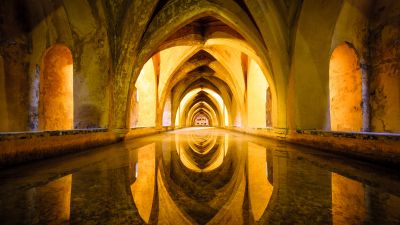 Ancient architecture, Real Alcazar of Seville, Royal palace, Spain, 5K