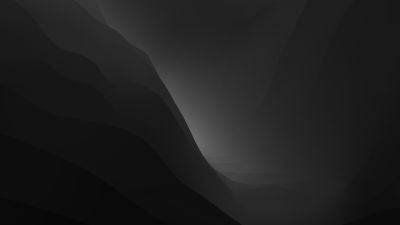 macOS Monterey, Dark Mode, Stock, Monochrome background, Layers, 5K, Black and White